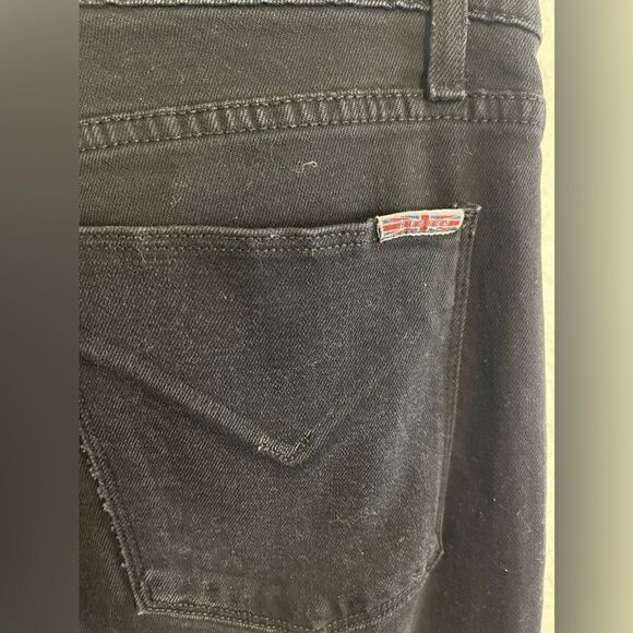 Hudson Crop Riley Relaxed Straight Jeans exposed zipper Black Denim 30 - Picture 9 of 10